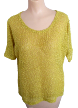 Holiday Sparkle Gold Pullover Open-Weave Knit Party Top Sequins CHRIS &amp; CAROL M - £13.23 GBP