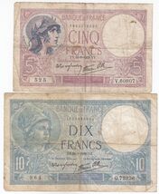 Francia, Set Di 2 Banconote Di Denominazione Differente - $16.98