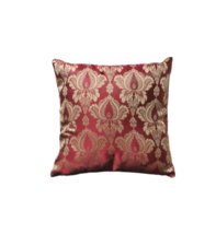 Vintage Red Gold Metallic Pillow, Classic, Red Wine Velvet,  Pipping, 16... - $39.00