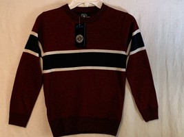 NWT Boys Street Rules Pullover Sweater Striped Maroon Red Burgundy 8 Long Sleeve - £4.61 GBP