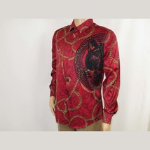 Mens PLATINI Sports Shirt With Rhine Stones Medallion Chain Design RHL8179 Wine image 2