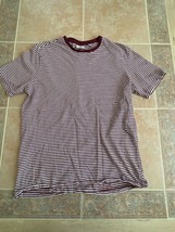 mango mng man relaxed fit  cotton striped  t-shirt burgundy Men  size M - £16.30 GBP