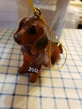 Mint Condition Dachshund Dog 2012 Resin Christmas Ornament with Box - £7.91 GBP