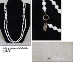 Signed Miriam Haskell White Bead Long Necklace (#J282) - £149.06 GBP