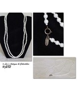 Signed Miriam Haskell White Bead Long Necklace (#J282) - £151.91 GBP