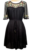 True Destiny Mini Dress Sheer Mesh Floral Embroidered Sleeve Bodice Medi... - £13.47 GBP