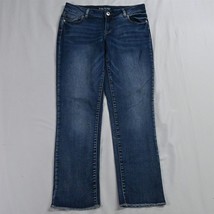 Maurices 3 / 4 Raw Hem Straight Dark Wash Stretch Denim Jeans - £8.70 GBP