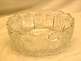 Cut Crystal Fruit Bowl Centerpiece 7-Point Fan Hobstar Dotted Waffle Pan... - $98.99
