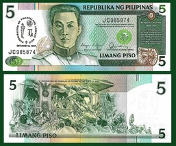 Philippines P176a, 5 Piso, Emilio Aguinaldo / Independence Commemorative UNC - £2.63 GBP