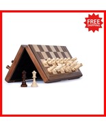 Portable 15 Inch Magnetic Chess Set – Sophisticated Wood Craft with Extr... - $968.04 MXN