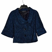 Hilton Hollis Jacket Size 0 Blue Black Pattern Italian Fabric Womens But... - $49.49