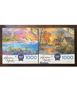 2x 1000 Pc Puzzle Lot by Abraham Hunter:  Autumn Mist &amp; Catching Rays Li... - $24.50