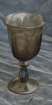 Nice Pressed Glass Footed Glass, Smoky Grey Glass Vg Cond, Beautiful Pattern - £6.19 GBP