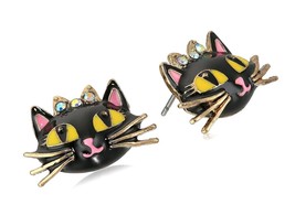 Cat Stud Earrings Pink Stud Earrings - $53.68