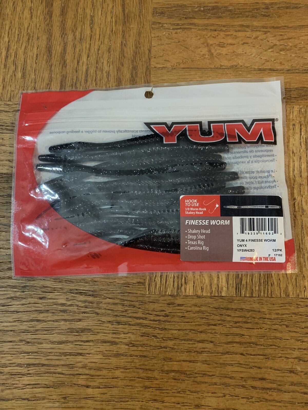 YUM Fishing Bait Finesse Worm Onyx - $7.80