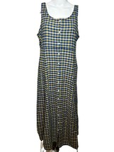 LL Bean Dress Women&#39;s Large Blue Yellow Plaid Sleeveless Maxi Cotton Boho - AC - £24.84 GBP