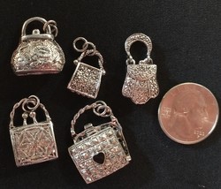 5 cute little vintage purse / handbag charms or pendants - £19.98 GBP