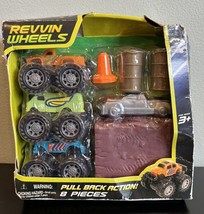 Revvin Wheels Pull Back Action Vehicles, 8pc Monster Jam Trucks With Accessories - $9.88