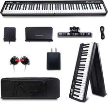 Soulmate Folding Piano Keyboard Piano Portable Piano With Stand Full, Black. - £150.22 GBP