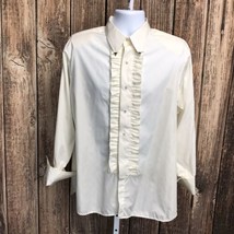 Ugo Vallini Button Up Collared Fancy Dress Shirt ~ Sz 16.5 ~ Ivory - $22.49
