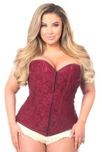 Daisy Corsets Wine Colored Lace Overbust Plus Size Corset with Zipper - £51.06 GBP