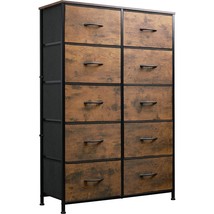 Tall Dresser For Bedroom With 10 Drawers, Chest Of Fabric Drawers For Nursery, C - £103.44 GBP