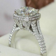 3Ct Cushion Cut CZ Diamond Split Shank Engagement Ring 14K White Gold Finish - £123.85 GBP