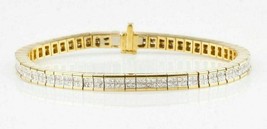 4.00 Carat Diamond Channel Set Tennis Bracelet 14k Yellow Gold Over 7&quot; - £138.40 GBP