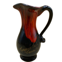 Evangeline Canadian Art Pottery Niagara Falls Water Pitcher Jug Red Brow... - $16.82