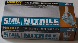 Hardy 5mil Nitrile Disposable Industrial Gloves - Powder-Free 100Pc Med Duty  L - £27.17 GBP