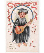 Sweet Co-Wed Coed Girl Cap Gown Love Valentine&#39;s Day postcard - $4.90