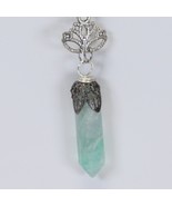 Aqua Crystal Pendant Necklace 1-1/2&quot; Long Pendant 18&quot; long Chain - $12.08 CAD