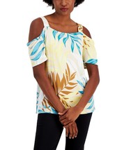 MSRP $40 Jm Collection Women Fern Map Cold-Shoulder T-Shirt  Size XS - $5.94