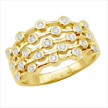 0.70 Ct Simulated Diamond Bezel Set Bubble Design Ring in 14K Yellow Gold Plated - £97.03 GBP