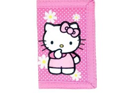 Hello Kitty Embroidered Polka Dot Floral Trifold Wallet - $10.39