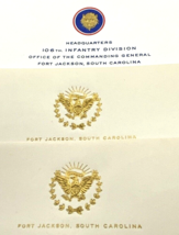 US Army WWII  106th Infantry General Fort Jackson Letterhead Set - $53.63