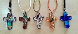 Authentic Handmade Murano Glass of Venice Necklace Cross 1.8&quot; - £23.10 GBP