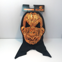 Halloween Orange Metallic Scary Skull Mask with Black Back Cover - £11.66 GBP