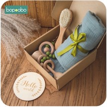 Bopoobo 1Set Bath Toys Set Kid Swaddle Wrap Baby Milestones Brush Rattle celet B - £63.28 GBP