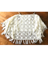 Vintage Lily of California White Crocheted Shawl Acrylic Yarn w/ Armhole... - £18.94 GBP