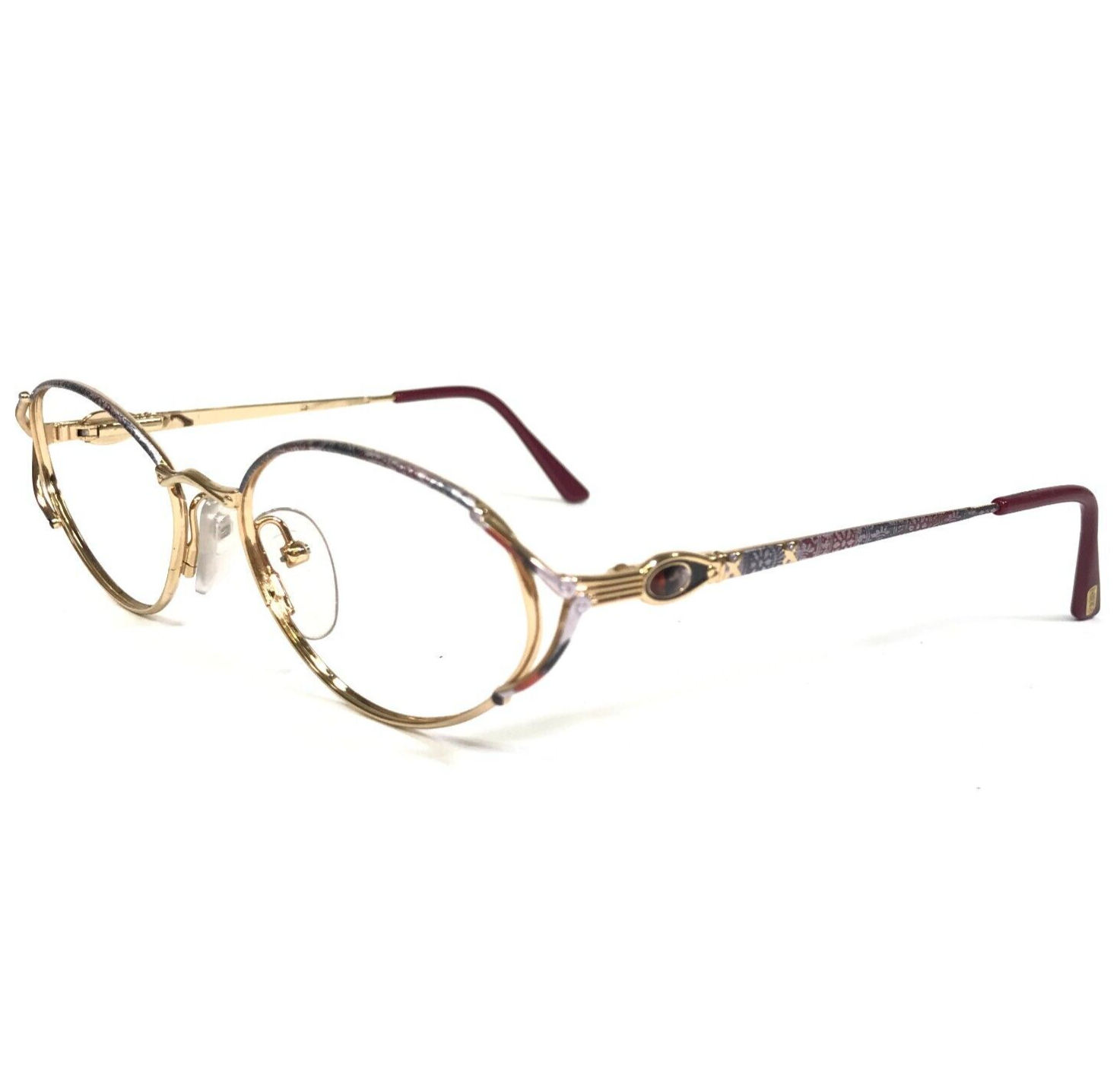 Primary image for Faberge Eyeglasses Frames Red Gold Round Rainbow Full Wire Rim 52-18-125