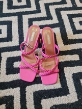 Primark  Strappy Pink Mules Block Heels Size 6uk Express Shipping(slight... - £18.11 GBP