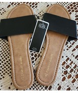 Charles Albert ~ Slip On ~ Open Toe ~ BLACK Wide Strap Sandals ~ Size XL... - $282.30 MXN