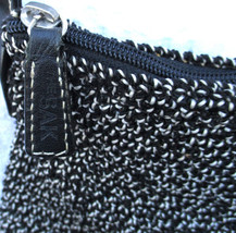 The Sak Bag in Sturdy Nylon Fabric Knit Black White Leather Trim Handbag Purse - £18.75 GBP