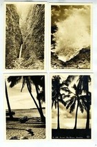 4 Hawaii Real Photo Postcards Blow Hole Sacred Falls Ala Moana Outrigger Canoe - $21.75