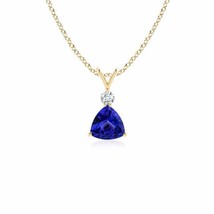 ANGARA Trillion Tanzanite Pendant with Diamond in 14K Gold (Grade-AAAA, Size-5) - £436.25 GBP