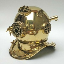 Golden Diving Helmet Antique 18&quot; Heavy Made From Brass - £571.97 GBP