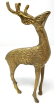 Cast Brass Deer Figurine Elegant Textured Antlers Vintage - $23.70