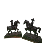 Set Of 2 Vintage Hand Carved Wooden Horse Statues John Kwircien 12&quot;T x 12&quot;L - £54.49 GBP