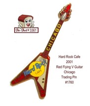 Hard Rock Cafe 2001 Chicago Red Flying V Guitar 1760 Trading Pin - $12.95